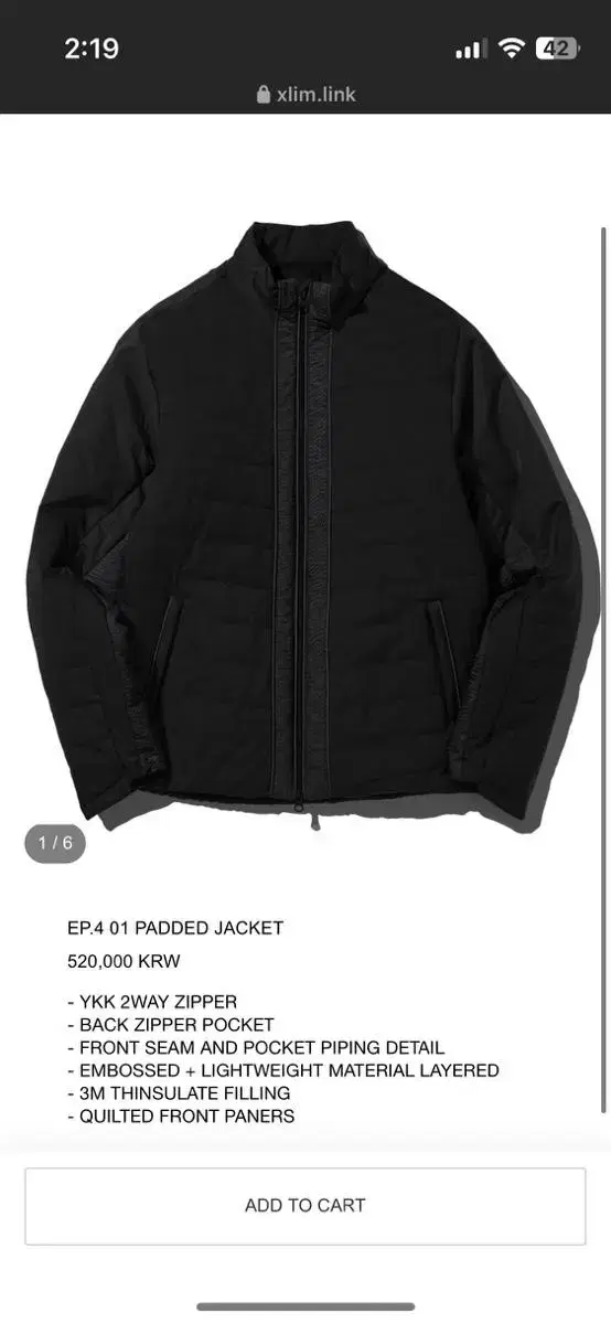 ジャケット・アウター Xlim ep02 Synopsis Padded Jacket Black XLIM - 【残り一点】EP.8 02 Down Jacket | ACRMTSM ONLINE STORE